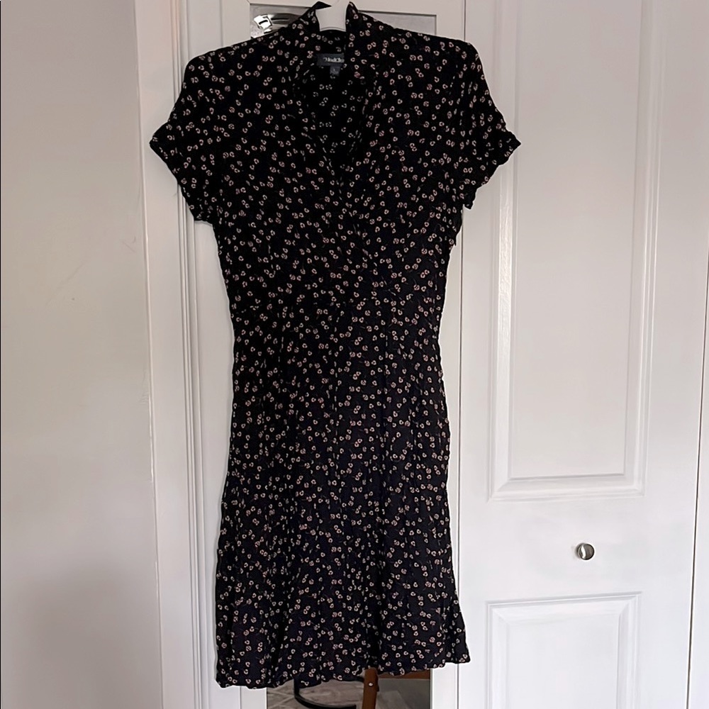 Modcloth - Floral Black/Navy Dress - Large